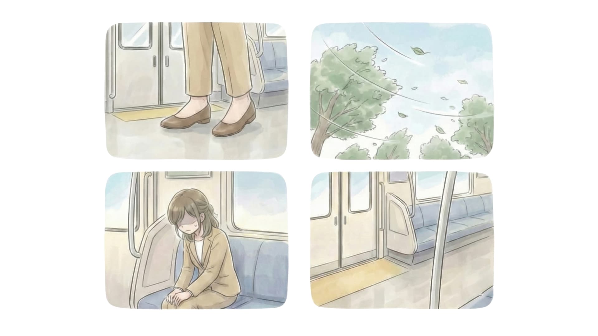 止まった電車の中で